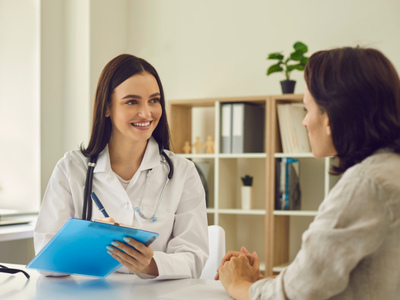 doctor checking in a patient to behavioral health clinic